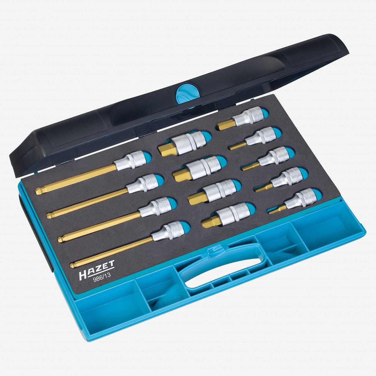 Hazet 986/13 1/2" Hex Metric Titanium - Nitride Socket Set, 5 - 19mm, 13 Pieces - HZ986/13 - KC Tool