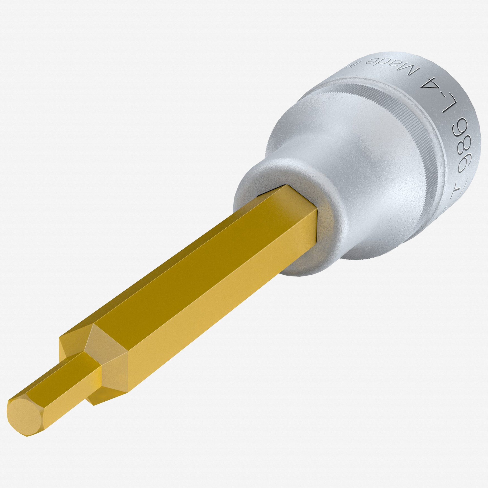 Hazet HZ986SL-4 4 mm Titanium Nitride Hex Socket, 1/2" Drive, 140 mm - HZ986SL-4 - KC Tool