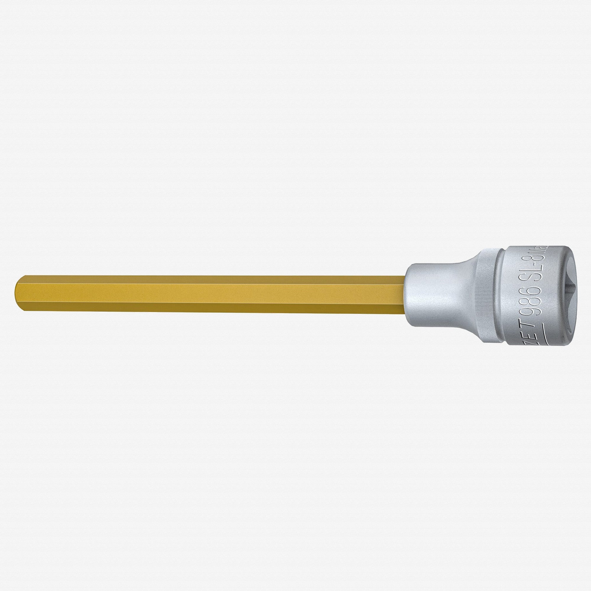 Hazet HZ986SL-8 8 mm Titanium Nitride Hex Socket, 1/2" Drive, 140 mm - HZ986SL-8 - KC Tool