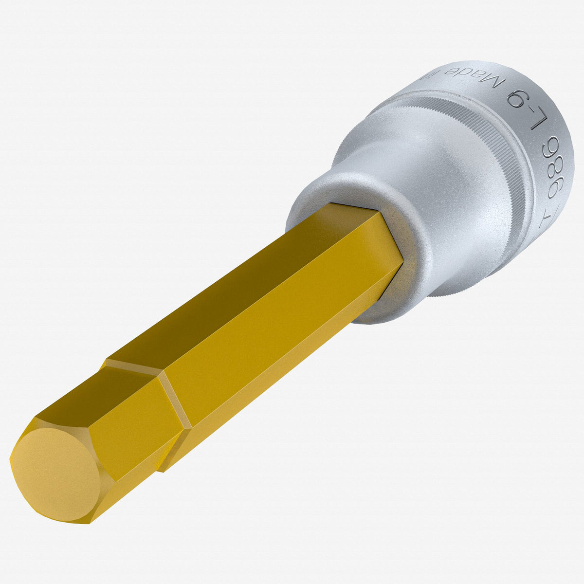 Hazet HZ986SL-9 9 mm Titanium Nitride Hex Socket, 1/2" Drive, 140 mm - HZ986SL-9 - KC Tool