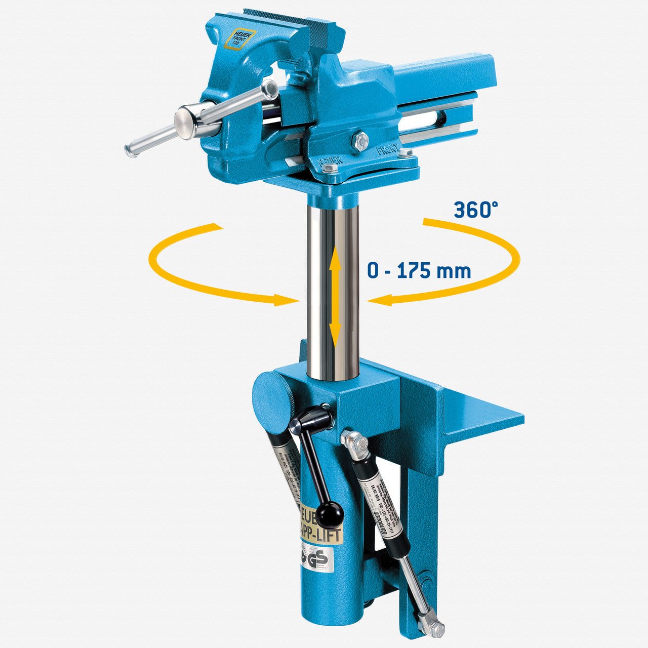 Heuer Collapsible - Lift, Fold - Away Vise Mount, Size 120 - BH106120 - KC Tool