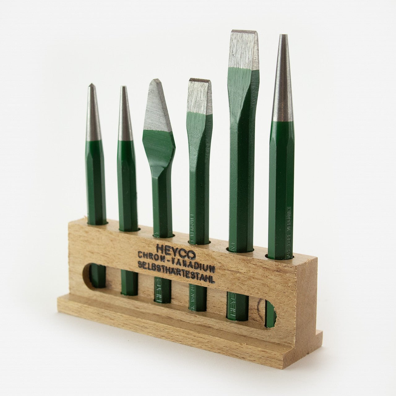 Heyco Chisel and Punch Set in Wooden Stand, 6 Pieces - HY5500000-21 - KC Tool