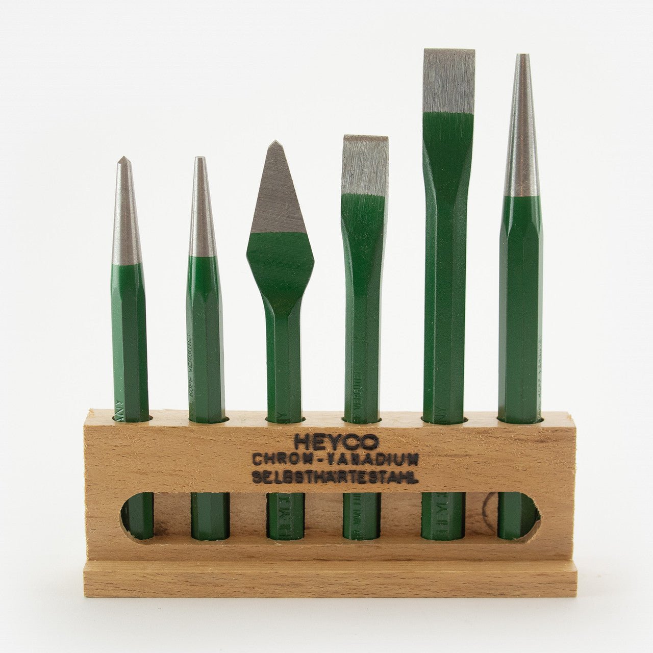 Heyco Chisel and Punch Set in Wooden Stand, 6 Pieces - HY5500000-21 - KC Tool