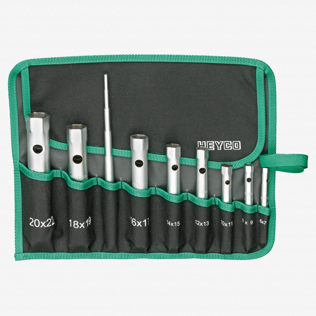 Heyco Double Ended Tubular Socket Wrench Set in Pouch, 6-22mm, 9 Pieces - HY8967440 - KC Tool