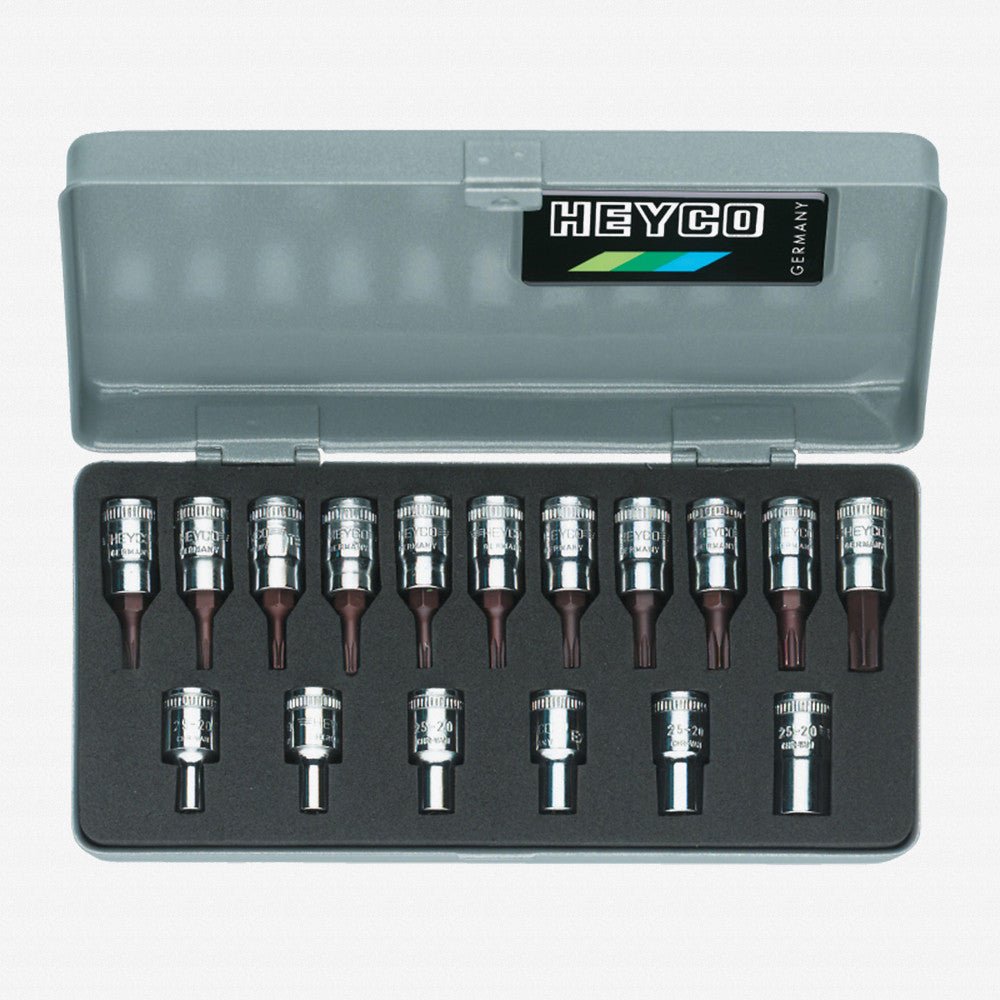 Heyco External Torx and Torx 1/4" Drive Socket Set, 17 Pieces - HY0255000 - KC Tool