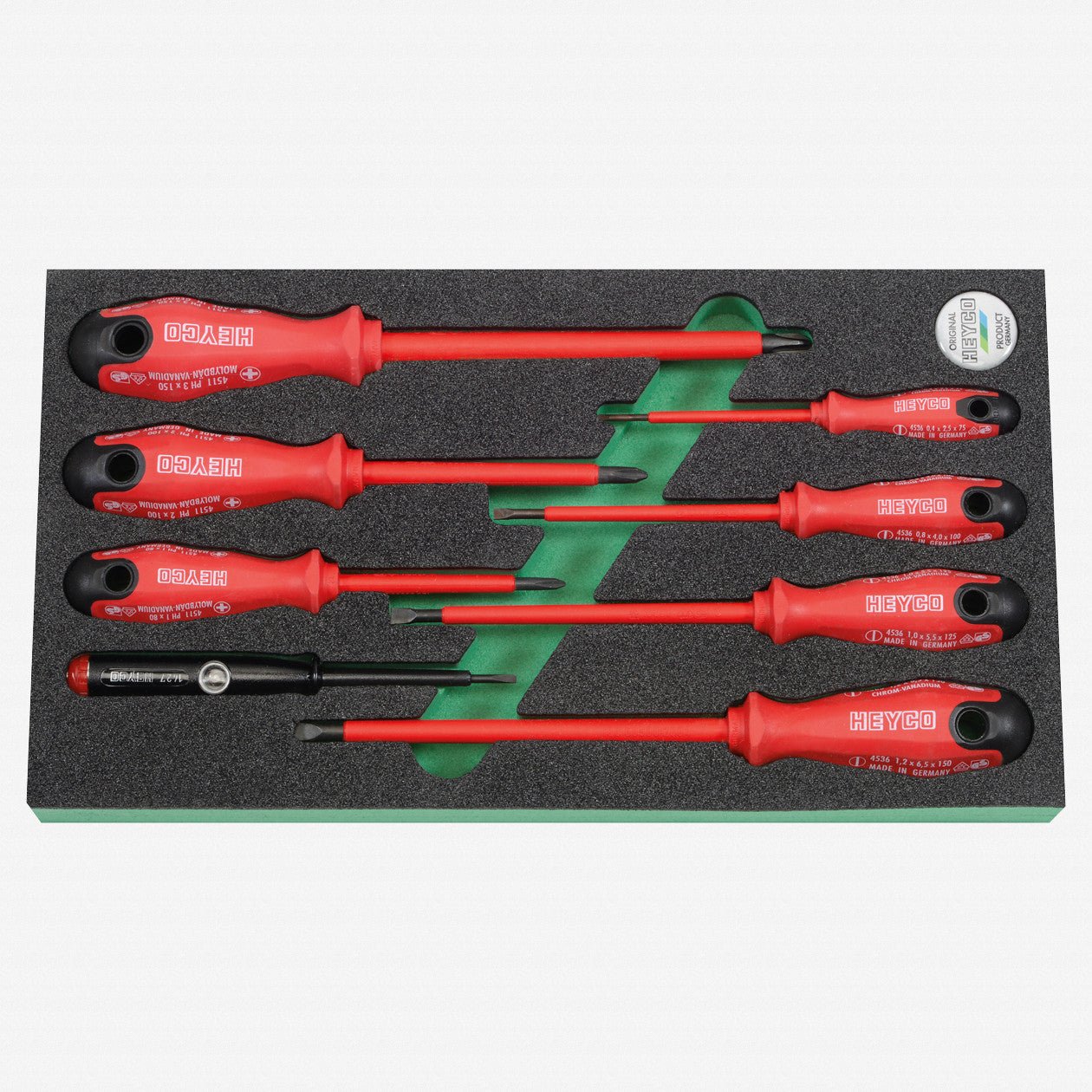 Heyco Insulated VDE Phillips/Slotted Screwdriver Set, 8 Pieces - HY9910030 - KC Tool