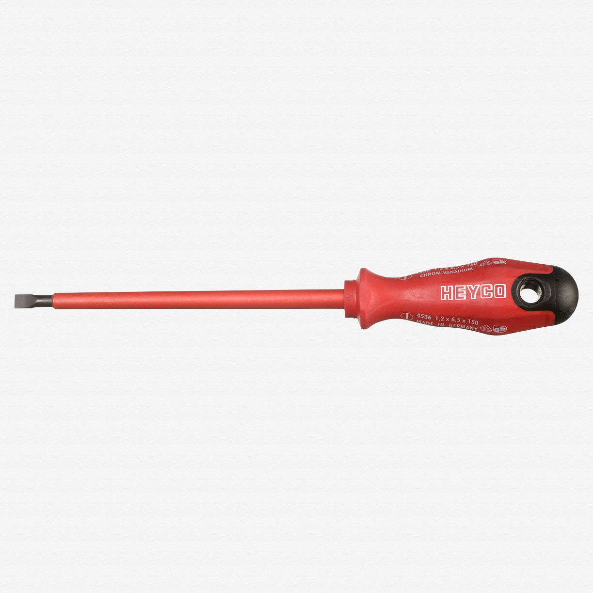 Heyco Insulated VDE Slotted Screwdriver with 2K Handle, 6.5mm - HY5360150 - KC Tool