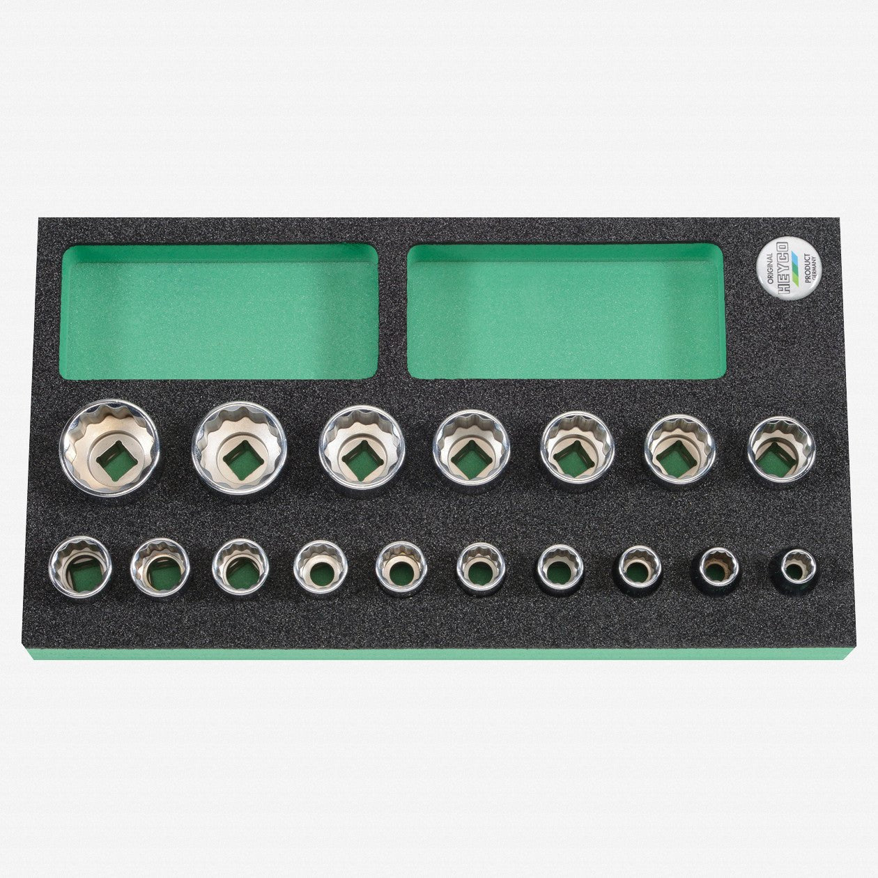 Heyco Metric 1/2" Drive 12-point Socket Set, 17 Pieces - HY9785012 - KC Tool