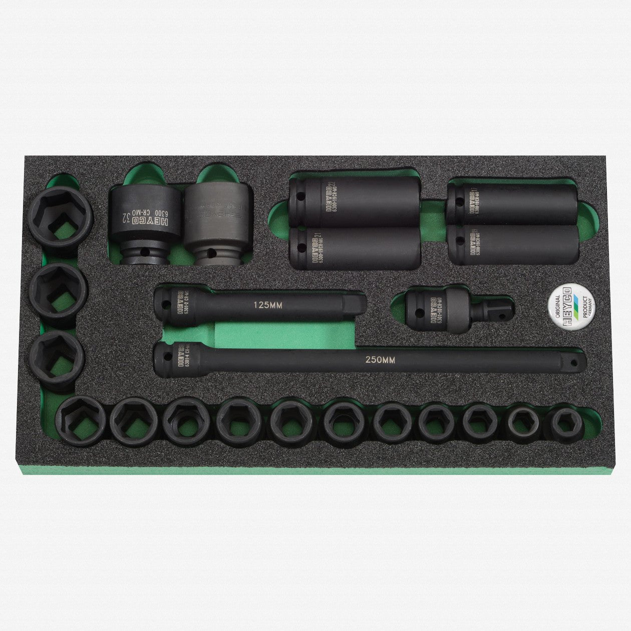 Heyco Metric Impact 1/2" Drive Socket Set, 23 Pieces - HY9836300 - KC Tool