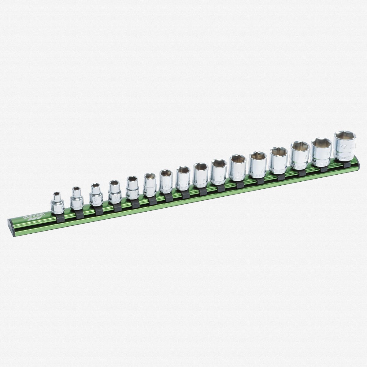 Heyco Metric Socket Set on Aluminum Rail 12 point - 3/8" Drive, 16 Pieces - HY0407100 - KC Tool