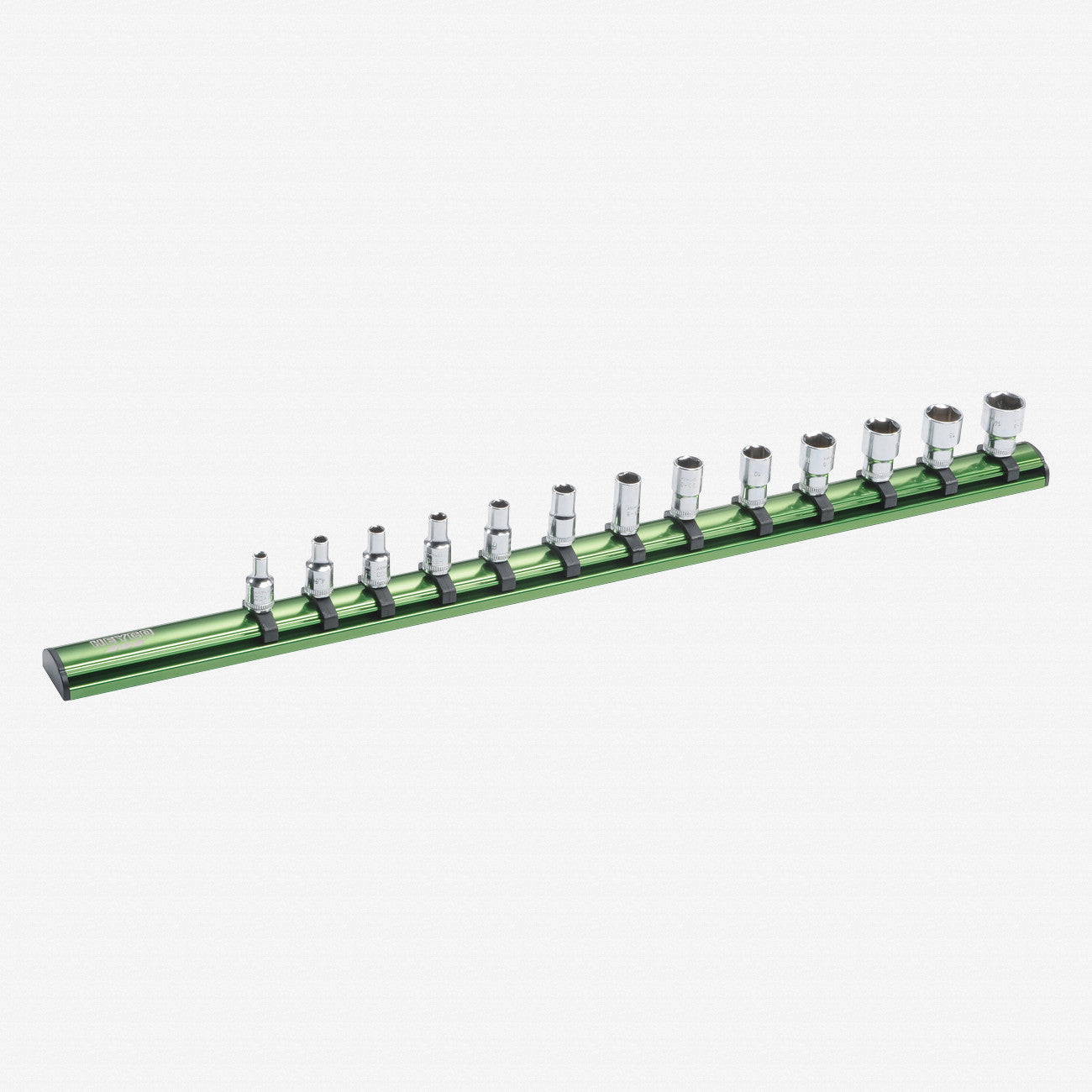 Heyco Metric Socket Set on Aluminum Rail - 1/4" Drive, 13 Pieces - HY0257000 - KC Tool