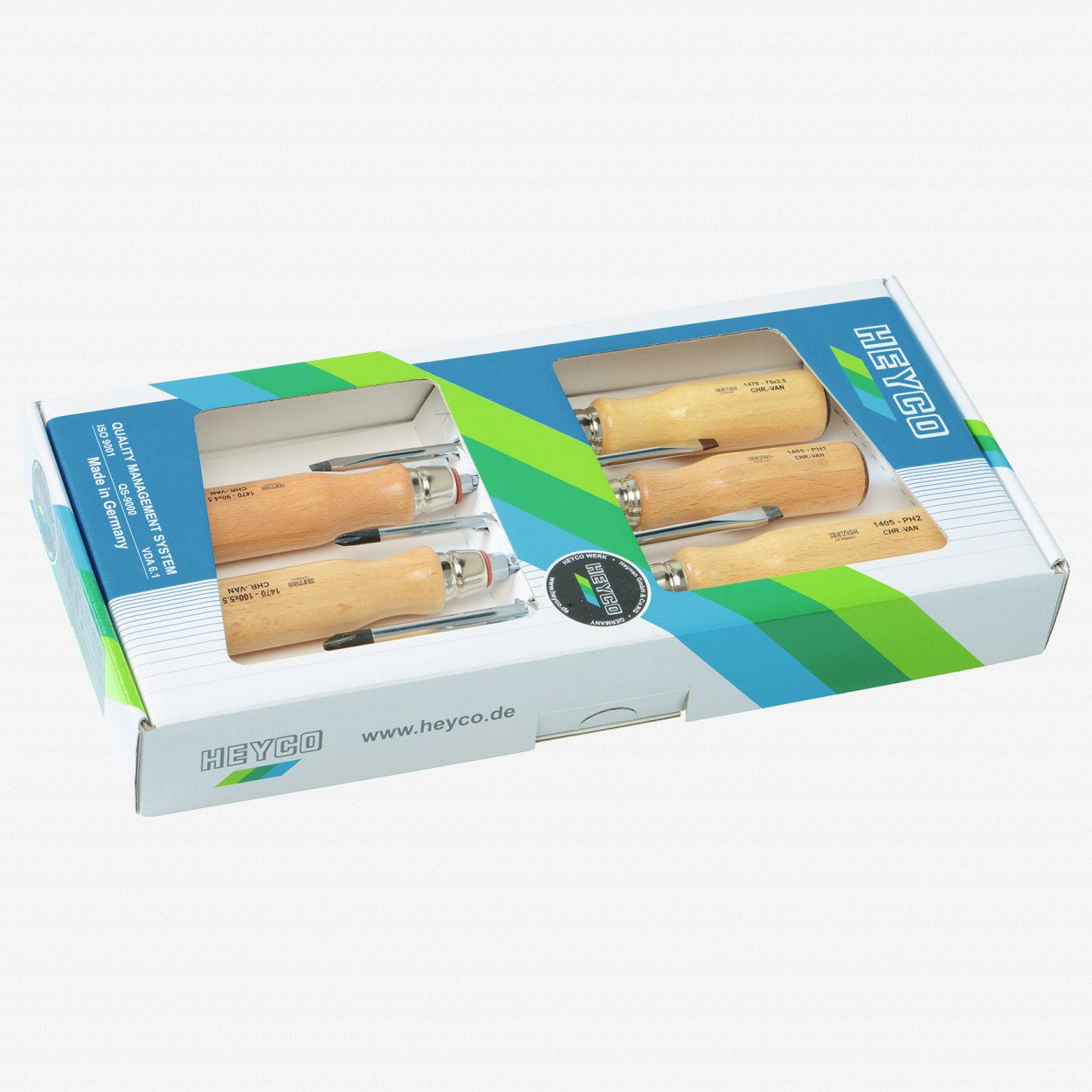 Heyco Phillips/Slotted Wooden Screwdriver Set 1, 6 Pieces - HY4710000 - KC Tool