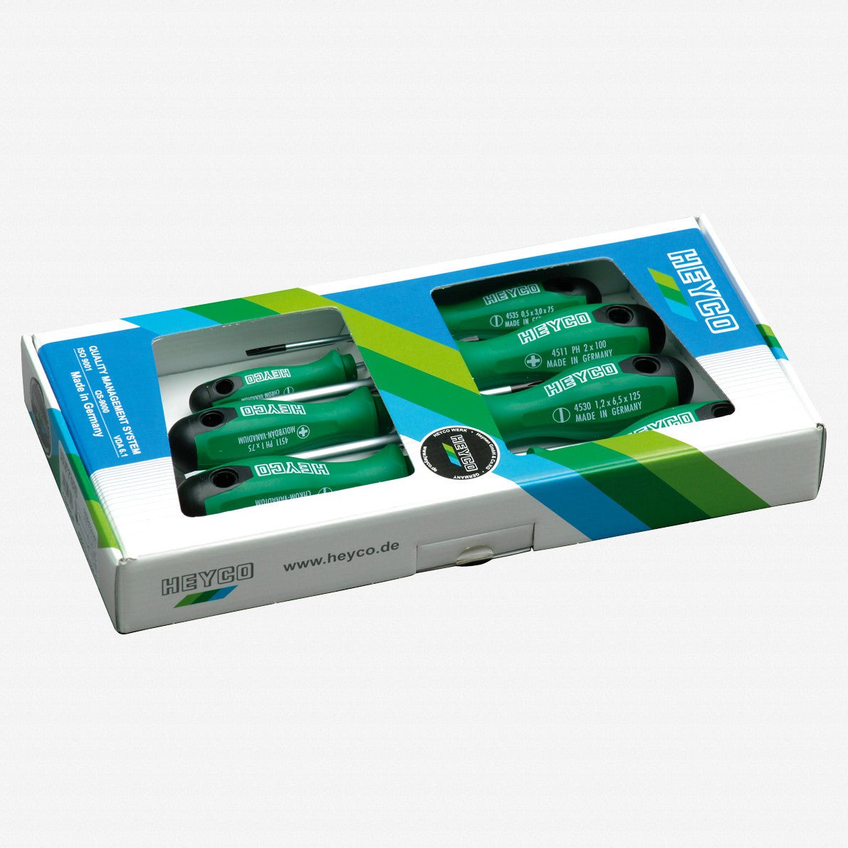 Heyco Phillips/Slotted/Pozidriv Screwdriver Set with 2K Handle, 5 Pieces - HY5670000-80 - KC Tool