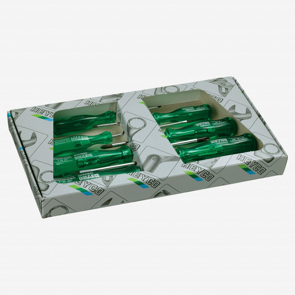 Heyco Pozidriv/Slotted Screwdriver Set with Acetate Handles, 7 Pieces - HY4580000 - KC Tool