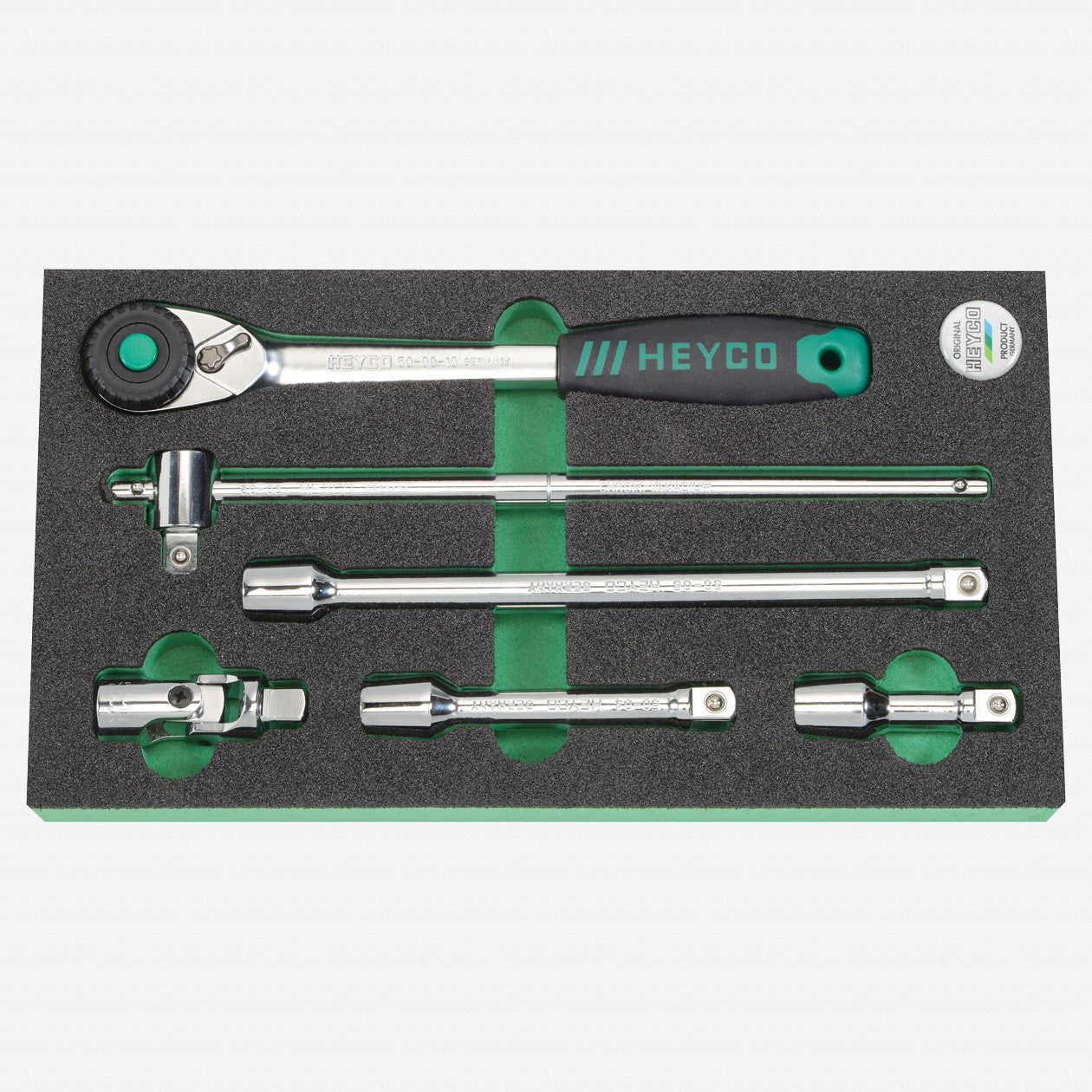 Heyco Ratchet and Accessory Set, 1/2" Drive, 6 Pieces - HY9770010 - KC Tool