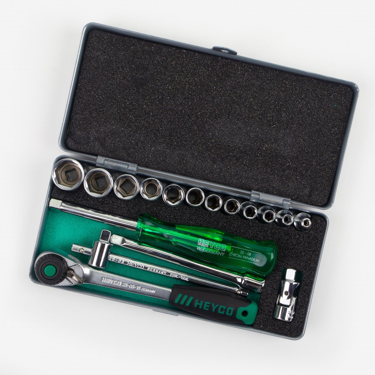 Heyco SAE 6 Point 1/4" Drive Socket Set, 17 Pieces - HY0274010 - KC Tool