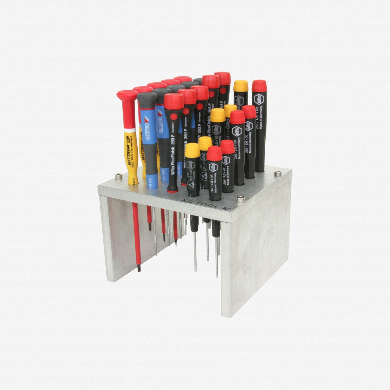 KC Tool Aluminum Bench Top Stand for Precision Tools - 25 Holes, Tumbled Finish - KCT8302 - KC Tool