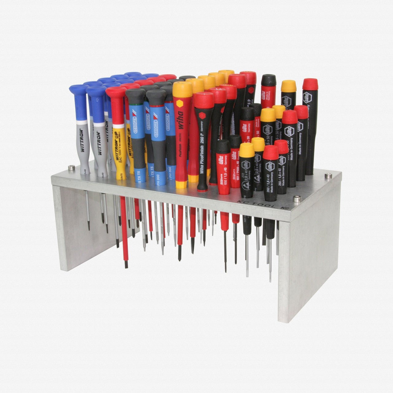 KC Tool Aluminum Bench Top Stand for Precision Tools - 50 Holes, Tumbled Finish - KCT8301 - KC Tool