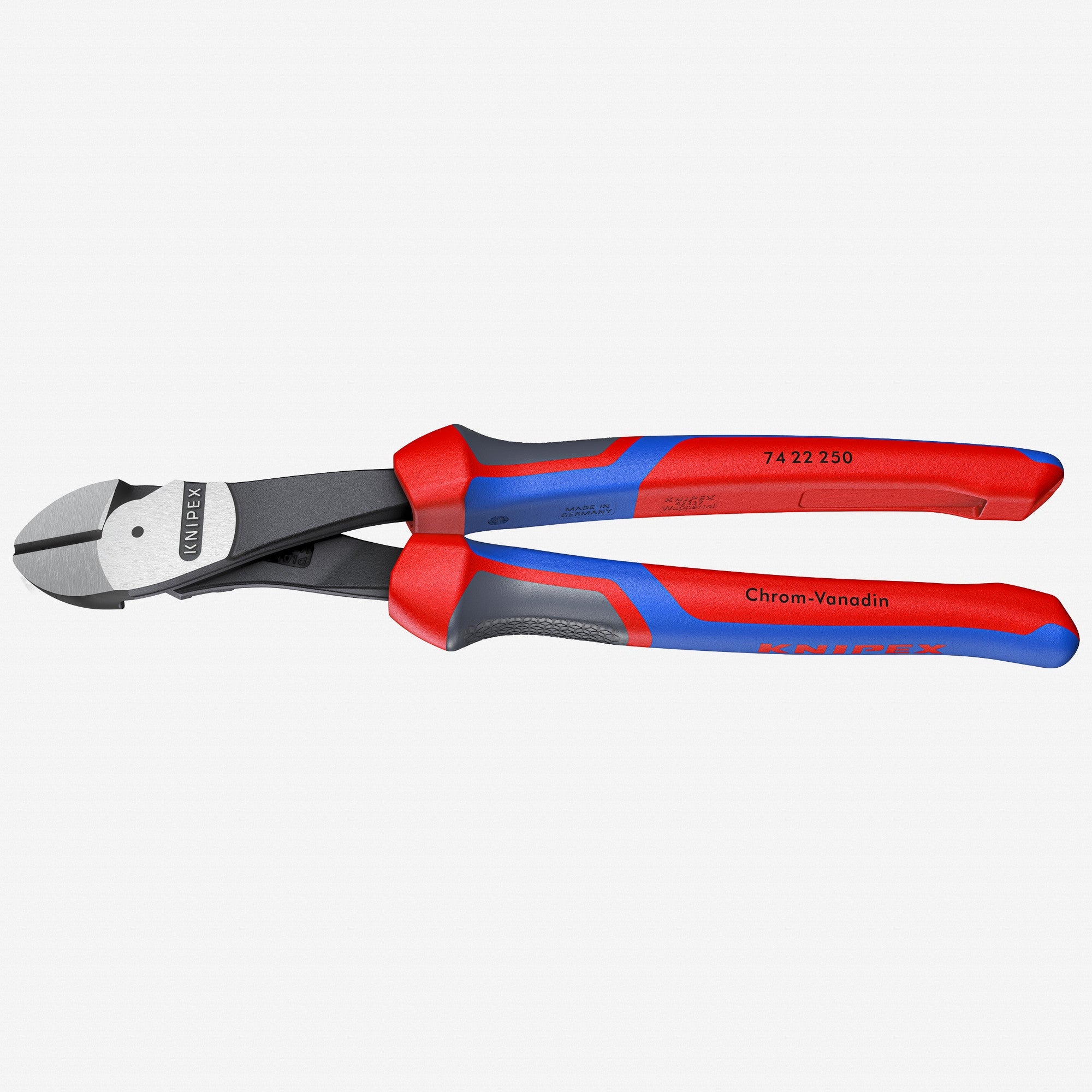 Knipex 10" High Leverage Diagonal Cutters, 12-Degree Angled - MultiGrip - 7422250 - KC Tool