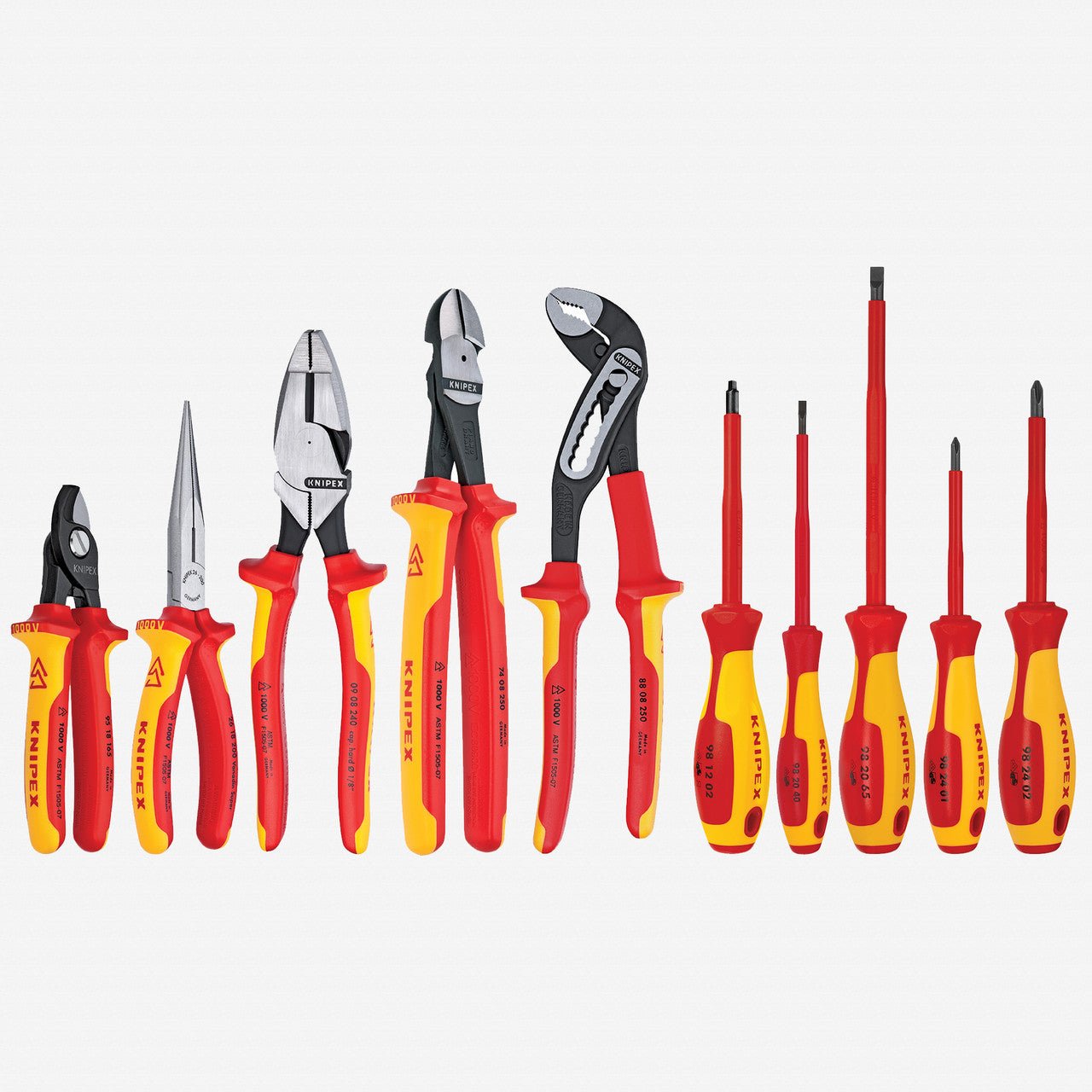Knipex 10 Piece Pliers / Screwdriver Tool Set - 1,000V Insulated, Hard Case, w/Lineman Pliers - 9K989831US - KC Tool