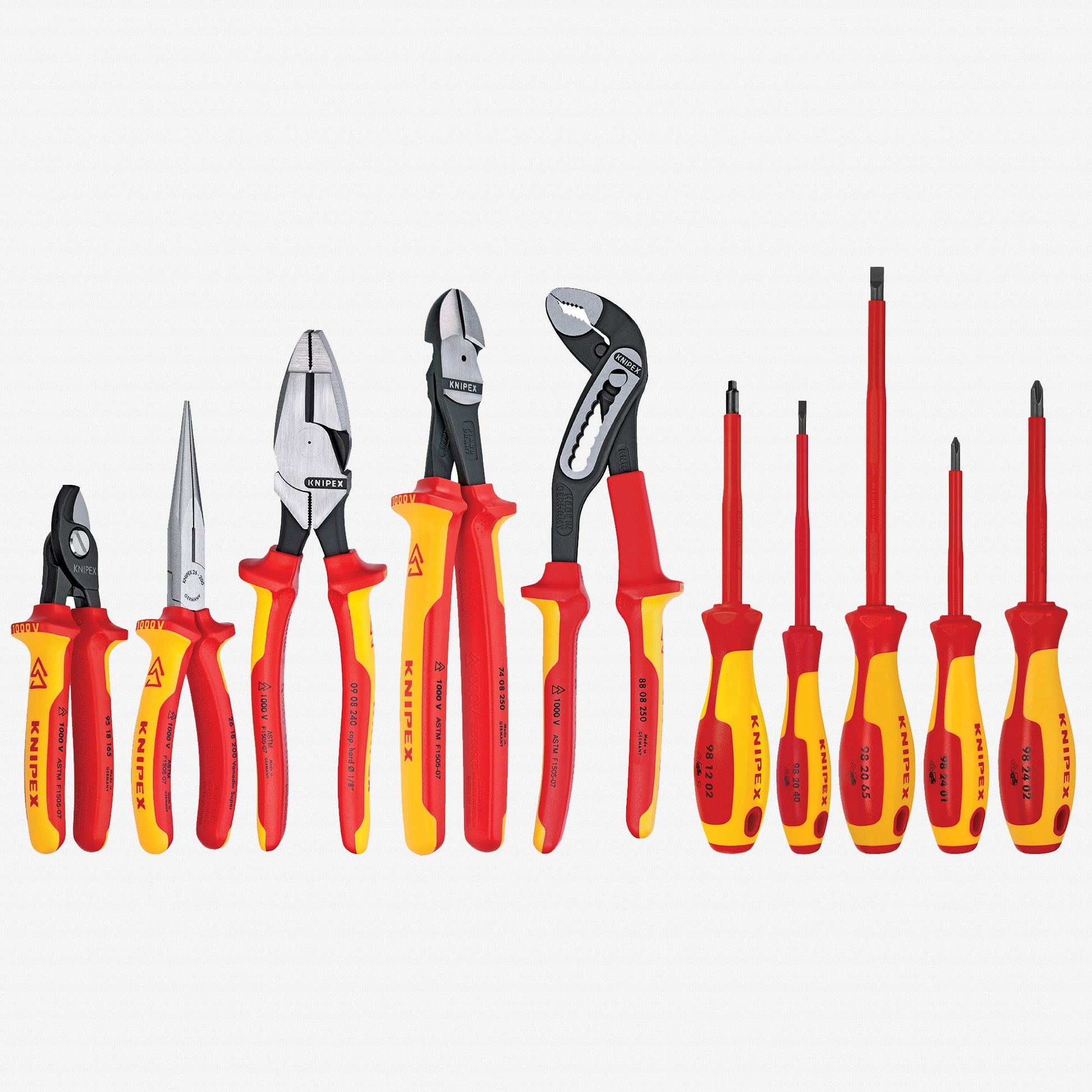 Knipex 10 Piece Pliers / Screwdriver Tool Set - 1,000V Insulated, Hard Case, w/Lineman Pliers - 9K989831US - KC Tool