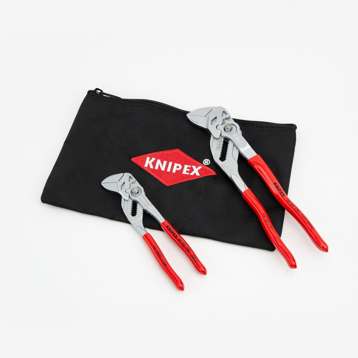 Knipex 2 Pc Pliers Wrench Set With Keeper Pouch, 7" & 10" - Plastic Grip - 9K0080109US - KC Tool