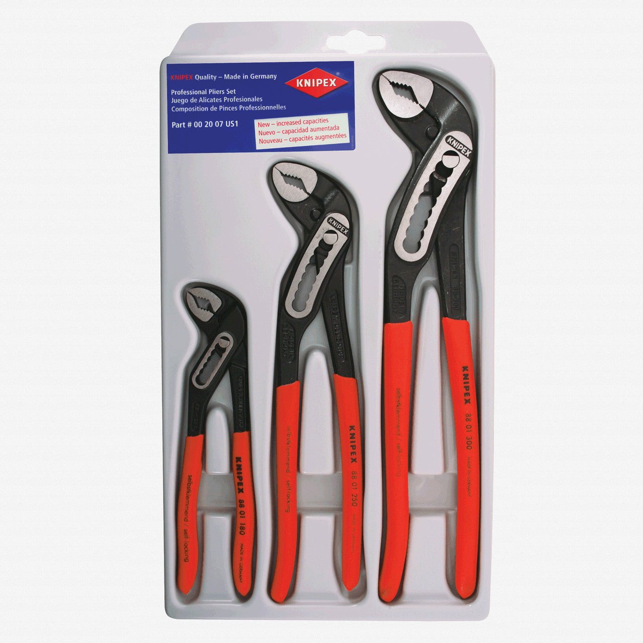 Knipex 3pcs Alligator Pliers Set, 7", 10" & 12" - K002007US1 - KC Tool