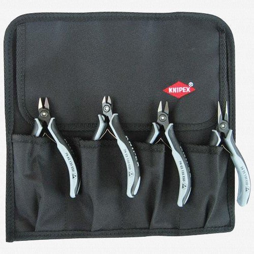 Knipex 4 Piece Electronic Pliers Set in Tool Roll - ESD - 9K008010US - KC Tool