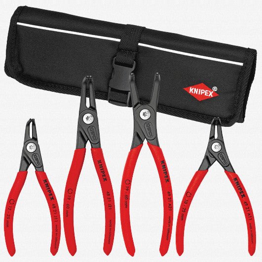 Knipex 4 Piece Precision Circlip Pliers Set in Tool Roll - 90 Degree (Set 1) - 9K008020US - KC Tool