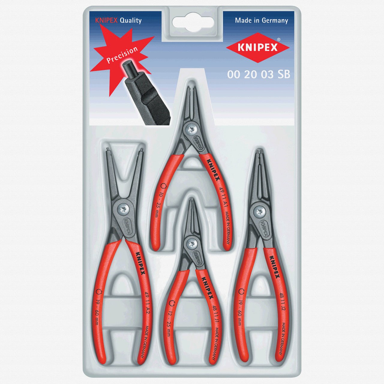 Knipex 4 Piece Precision Circlip Pliers Set - Retail Packaging - K002003SB - KC Tool
