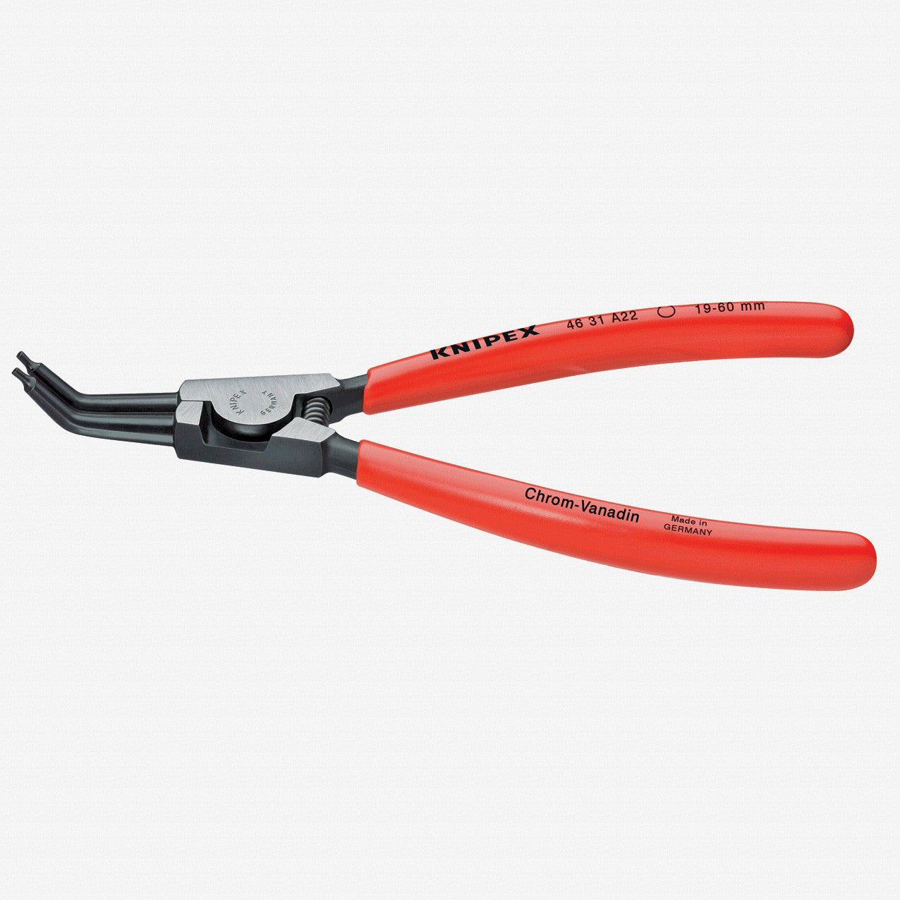 Knipex 45 Degree Angled Tip External Circlip Pliers 40 - 100 mm dia - Plastic Grip - 4631A32 - KC Tool