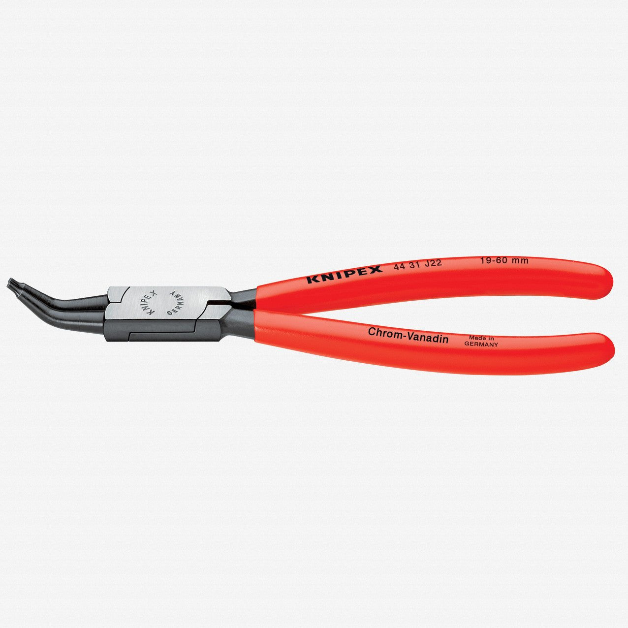 Knipex 45 Degree Angled Tip Internal Circlip Pliers 19 - 60 mm dia - Plastic Grip - 4431J22 - KC Tool