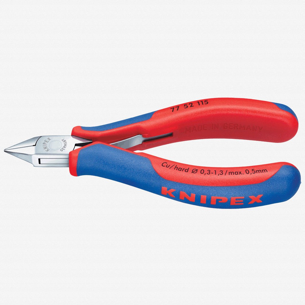 Knipex 4.5" Electronics Diagonal Cutters Pointed Flat Head w/ Small Bevel - MultiGrip - 7752115 - KC Tool