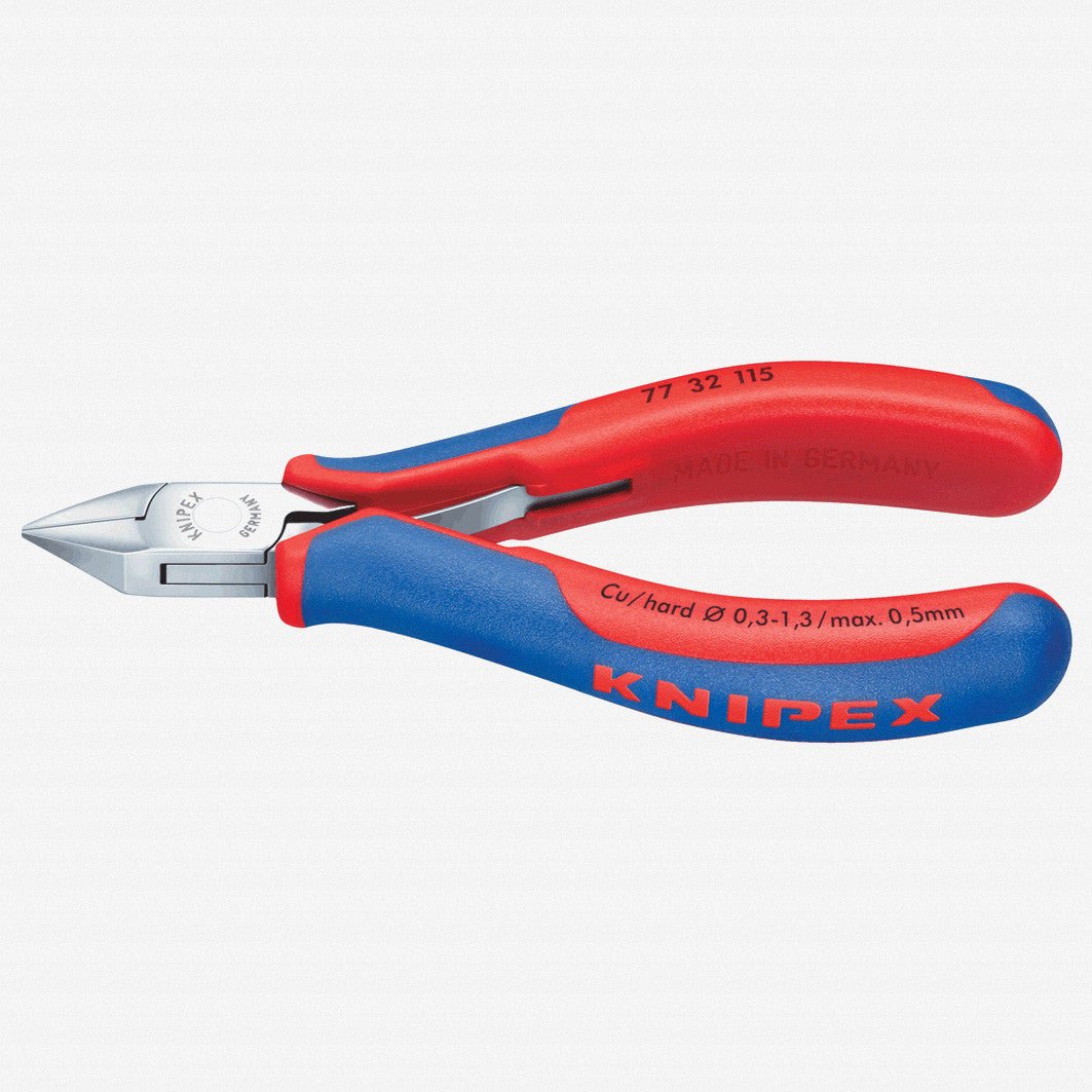Knipex 4.5" Electronics Diagonal Cutters Pointed Head w/ Small Bevel - MultiGrip - 7732115 - KC Tool