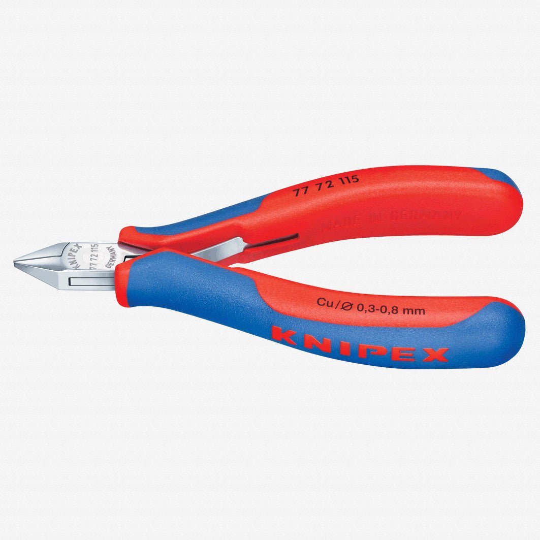 Knipex 4.5" Electronics Diagonal Cutters Pointed Mini-Head w/ Small Bevel - MultiGrip - 7772115 - KC Tool