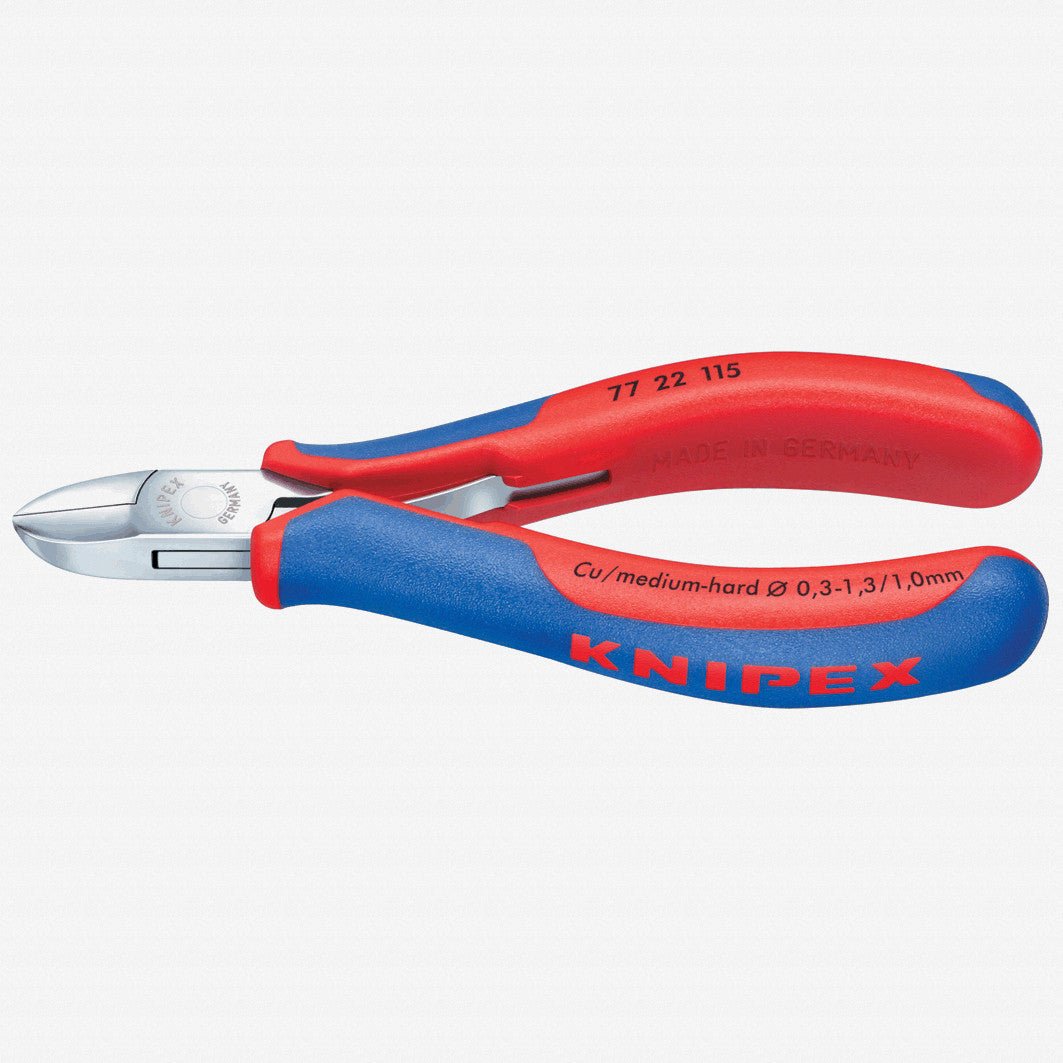 Knipex 4.5" Electronics Diagonal Cutters Round Head - MultiGrip - 7722115 - KC Tool