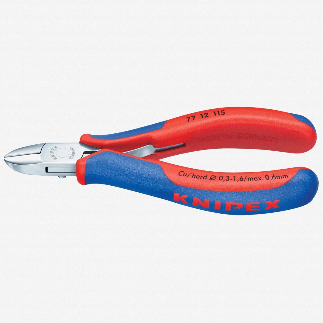 Knipex 4.5" Electronics Diagonal Cutters Round Head w/ Bevel and Lead Catcher - MultiGrip - 7712115 - KC Tool