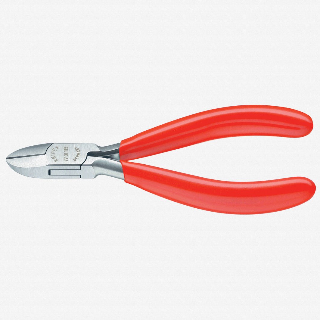 Knipex 4.5" Electronics Diagonal Cutters Round Head w/ Bevel - Plastic Grip - 7701115 - KC Tool