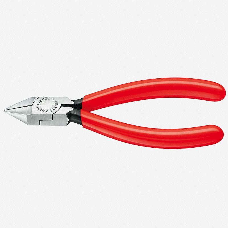 Knipex 5" Diagonal Cutters for electromechanics w/ Tapered Head and Small Bevel - Plastic Grip - 7681125 - KC Tool