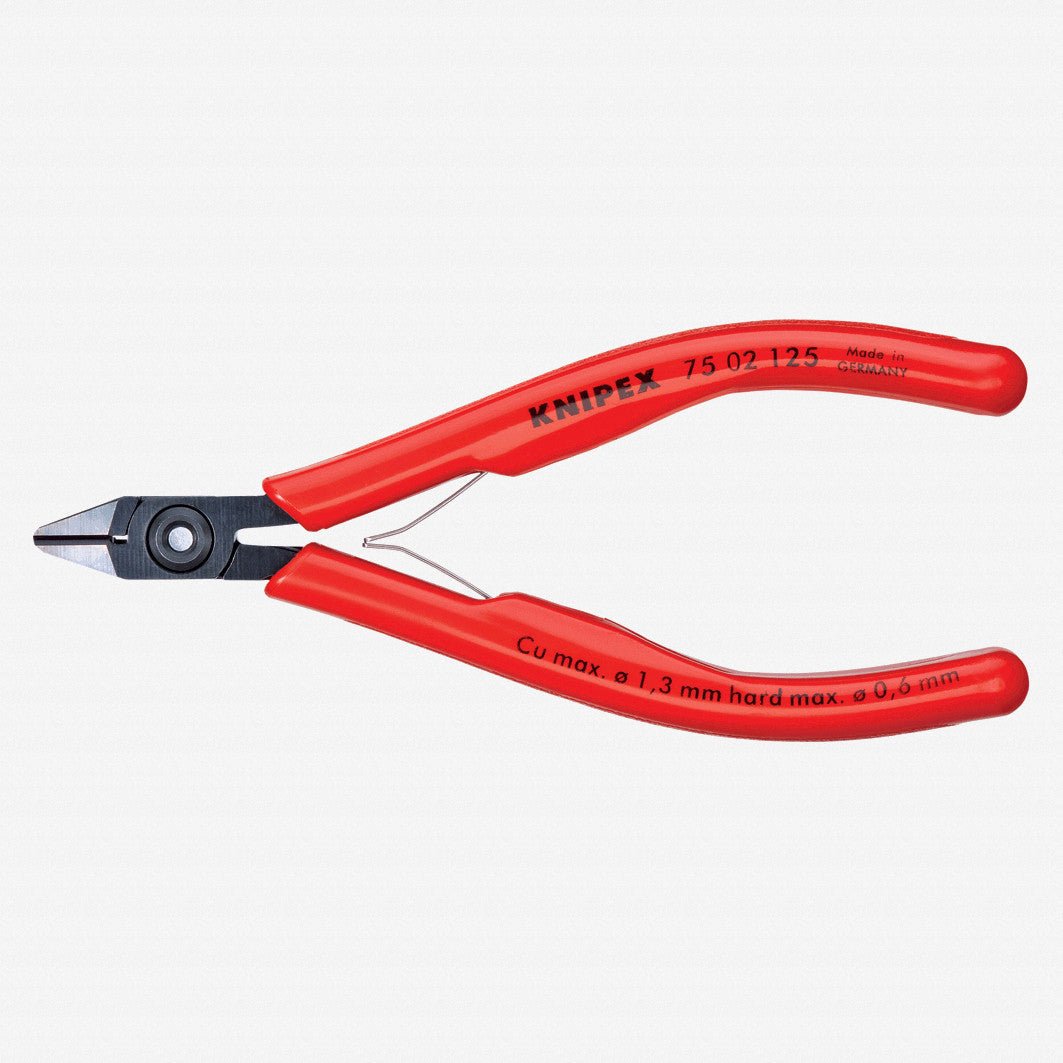 Knipex 5" Electronics Diagonal Cutters w/ Bevel - Plastic Grip - 7502125 - KC Tool