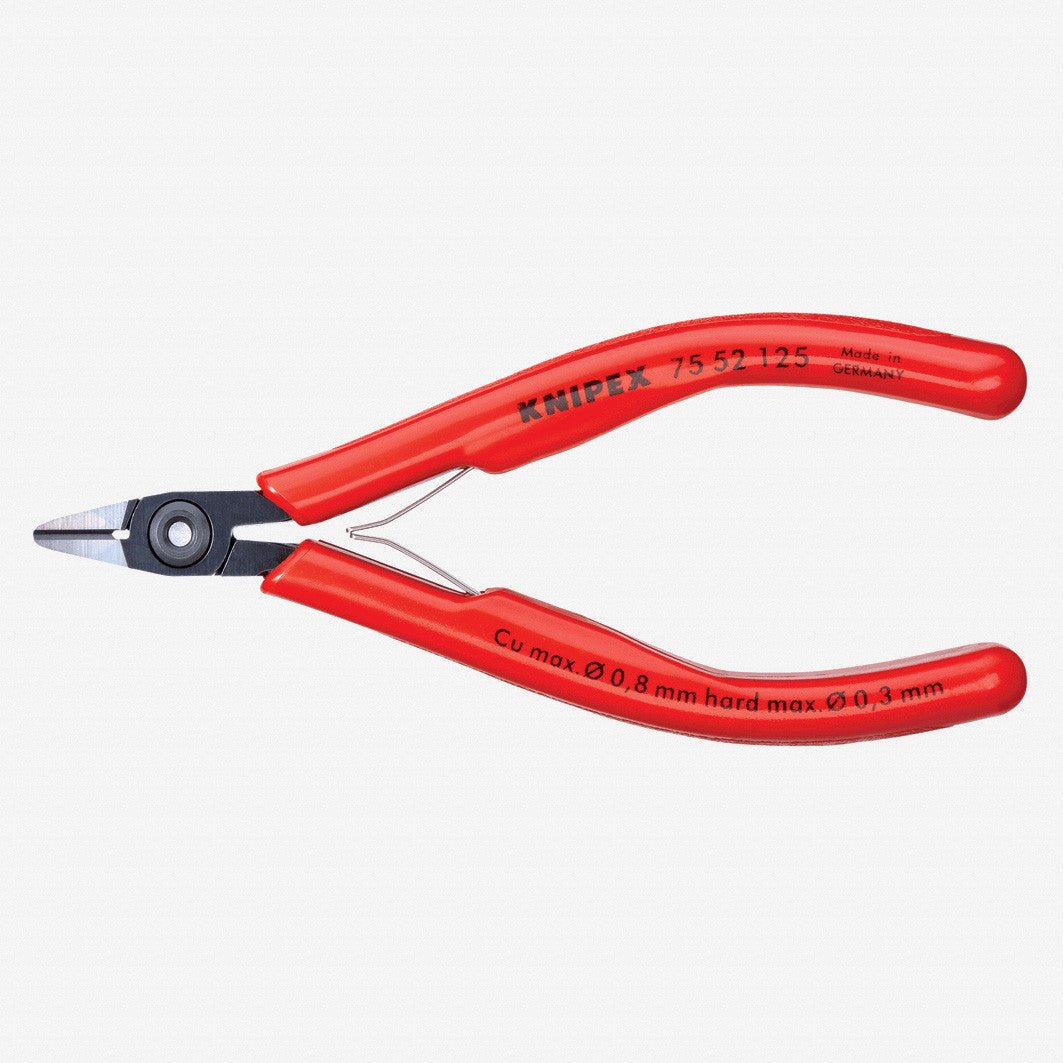 Knipex 5" Electronics Diagonal Cutters w/ Narrow Head and Bevel - Plastic Grip - 7552125 - KC Tool