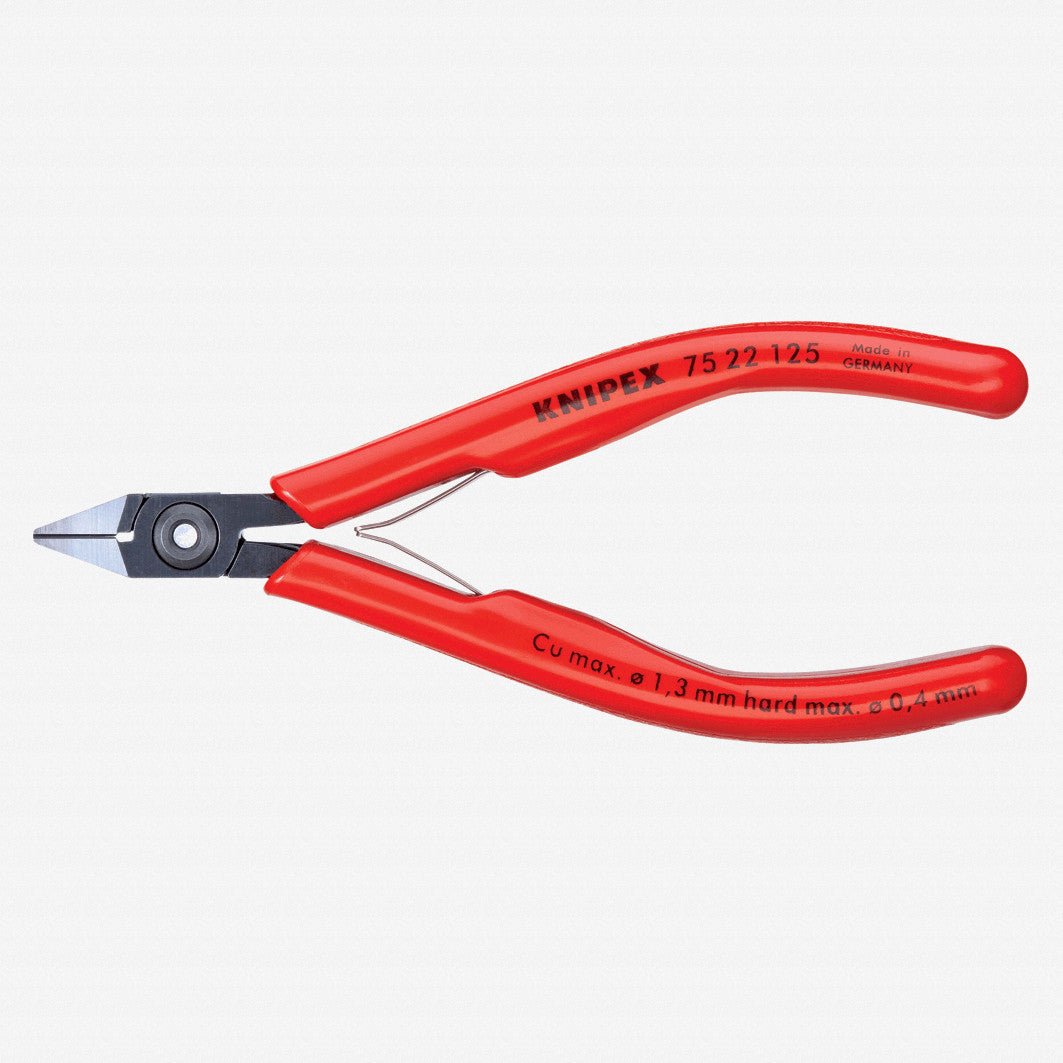 Knipex 5" Electronics Diagonal Cutters w/ Small Bevel - Plastic Grip - 7522125 - KC Tool