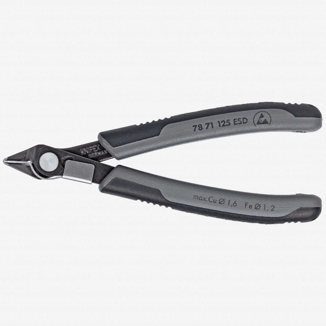 Knipex 5" ESD Electronic Super Knips Additionally Hardened w/ Lead Catcher - MultiGrip - 7871125ESD - KC Tool