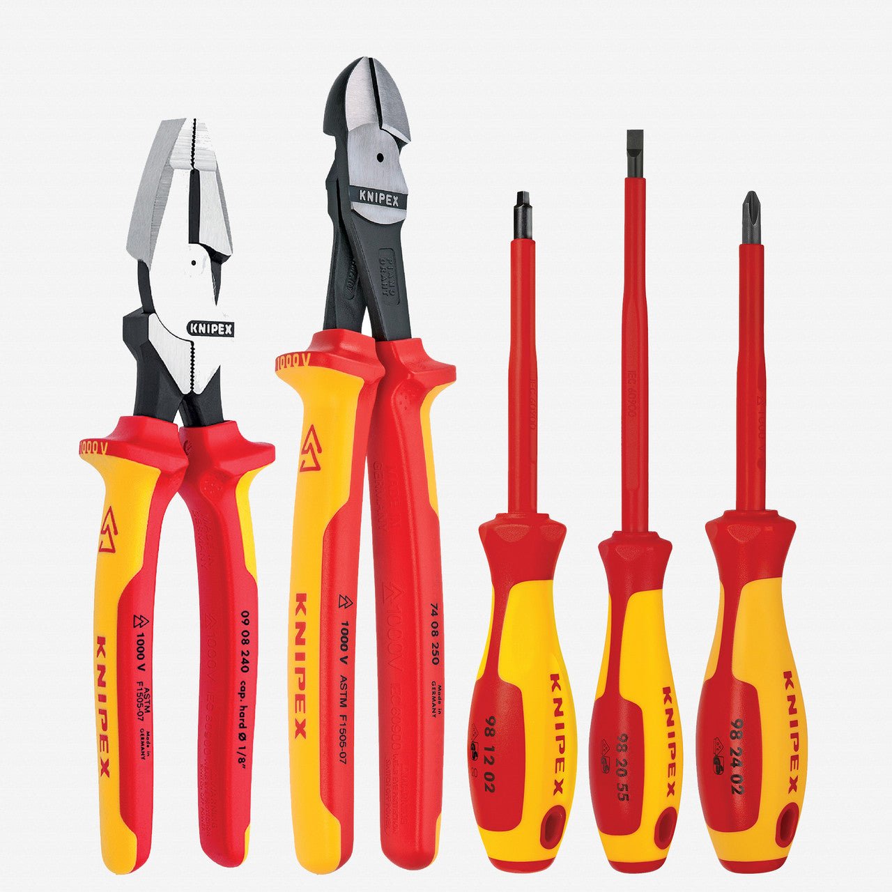 Knipex 5 Pc Pliers / Screwdriver Tool Set w/Lineman - 1,000 V Insulated - 9K989822US - KC Tool
