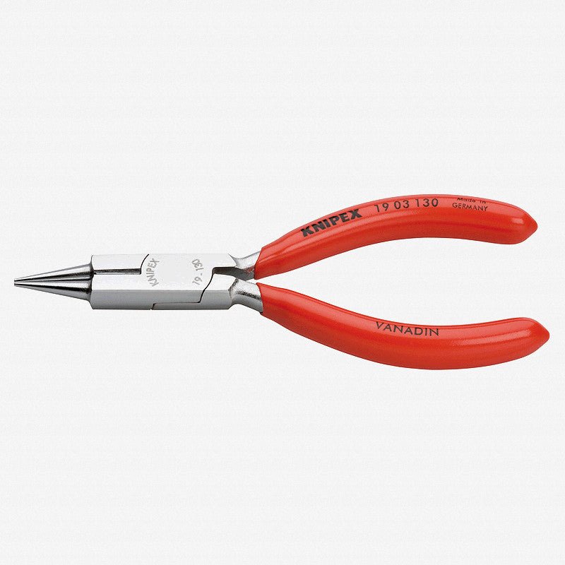 Knipex 5.1" Round Nose Pliers with cutting edge - Chrome w/ Plastic Grip - 1903130 - KC Tool