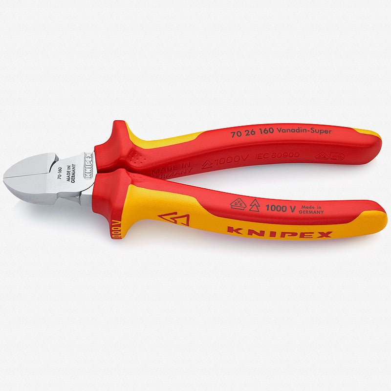 Knipex 6.3" Diagonal Cutters with Small Bevel - Insulated - 7026160 - KC Tool