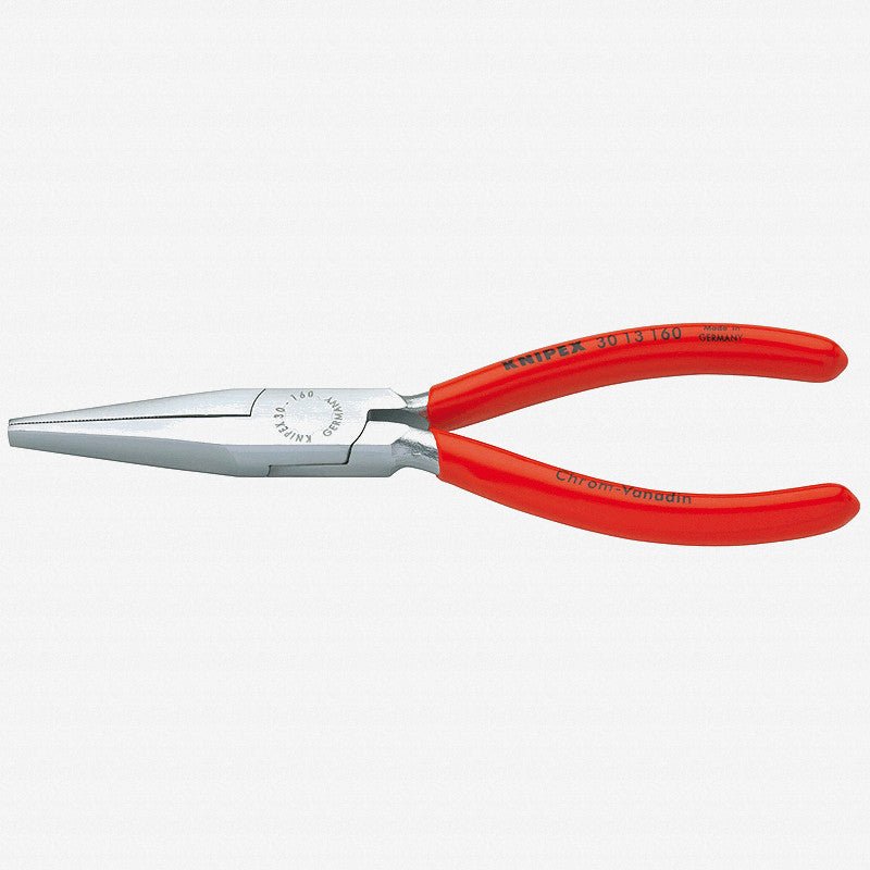 Knipex 6.3" Long Nose Pliers (flat jaws) - Chrome w/ Plastic Grip - 3013160 - KC Tool