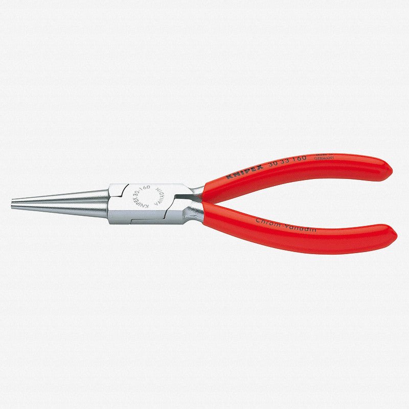 Knipex 6.3" Long Nose Pliers (round jaws) - Chrome w/ Plastic Grip - 3033160 - KC Tool
