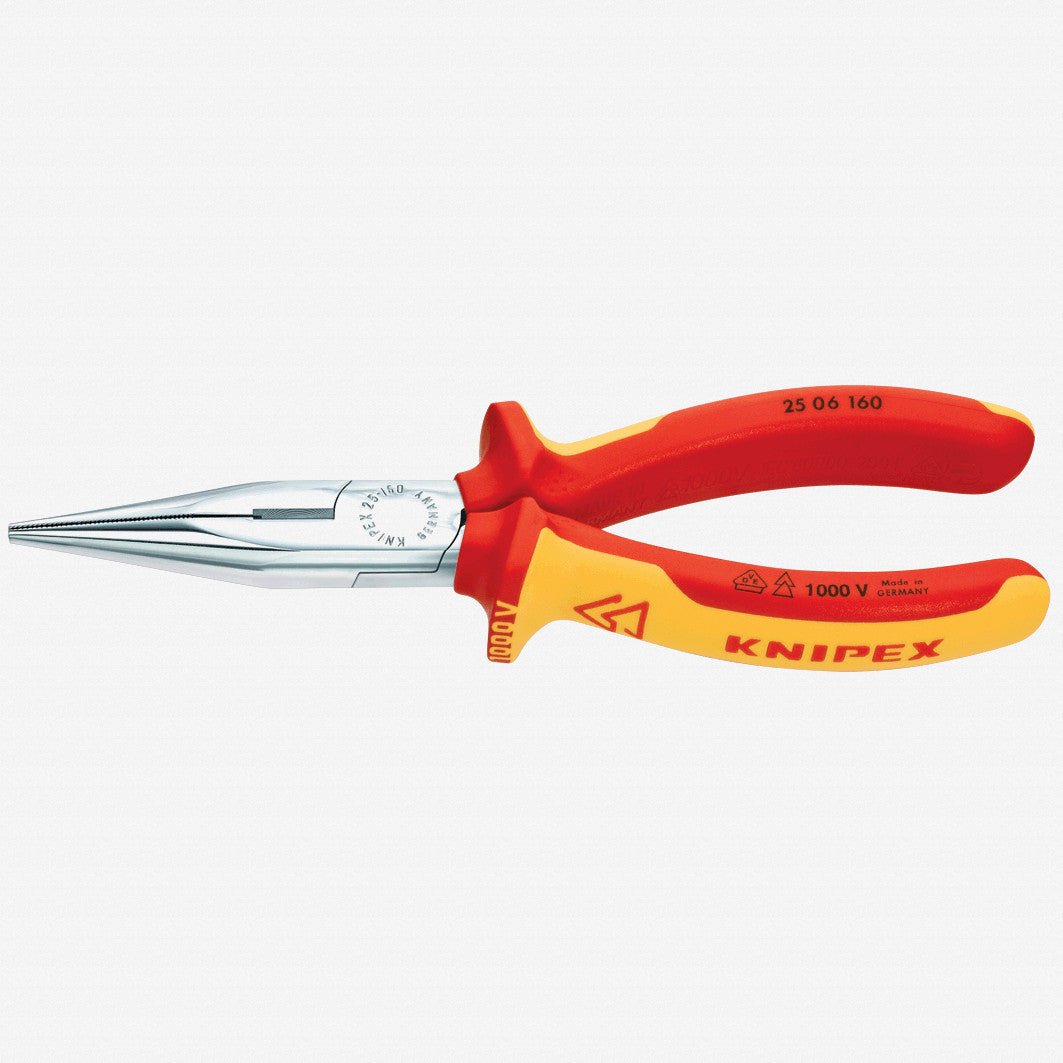 Knipex 6.3" Snipe Nose Side Cutting Pliers (Radio Pliers) - Chrome, Insulated - 2506160 - KC Tool