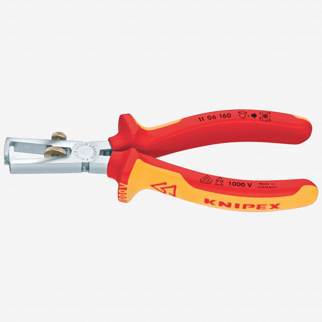 Knipex 6.3" Wire Insulation Strippers - Insulated Chrome MultiGrip - 1106160 - KC Tool